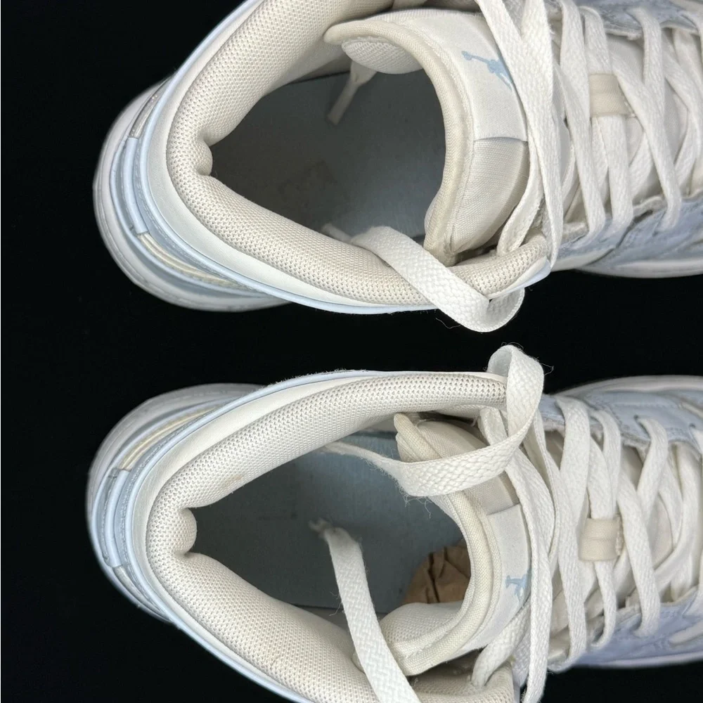 Nike Air Jordan 1 Mid Glitter Swoosh Ice Blue White Kids FQ9117-400 - Picture 6 of 8